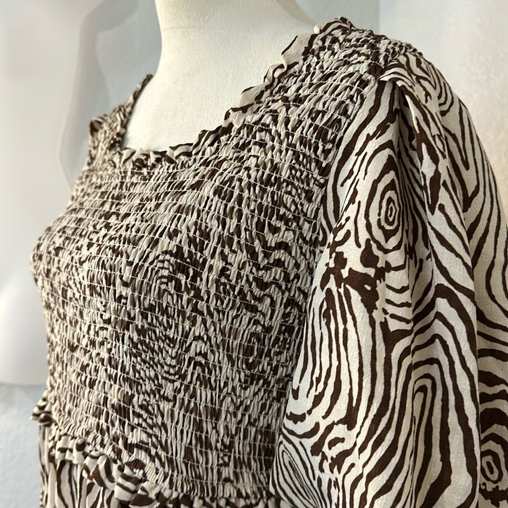 Anthropologie MOON RIVER Smocked Puff Sleeve Midi Dress
 (L) NWOT - Picture 8 of 10